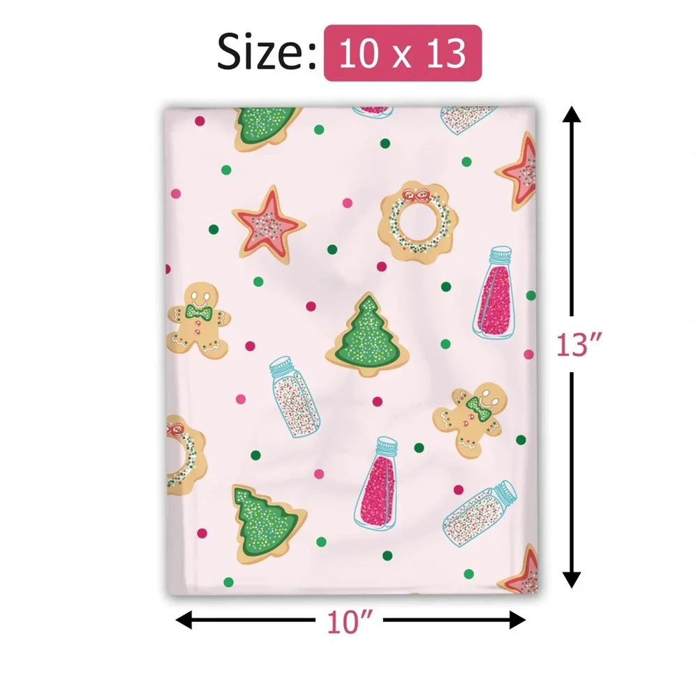 Christmas Cookie Poly Mailers 10x13 Pack of 25